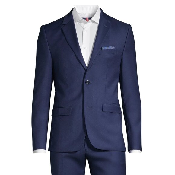 SOUL OF LONDON 2 Piece Slim Fit Dark Blue Suit Size Pants 37R Blazer 44R - Picture 1 of 11